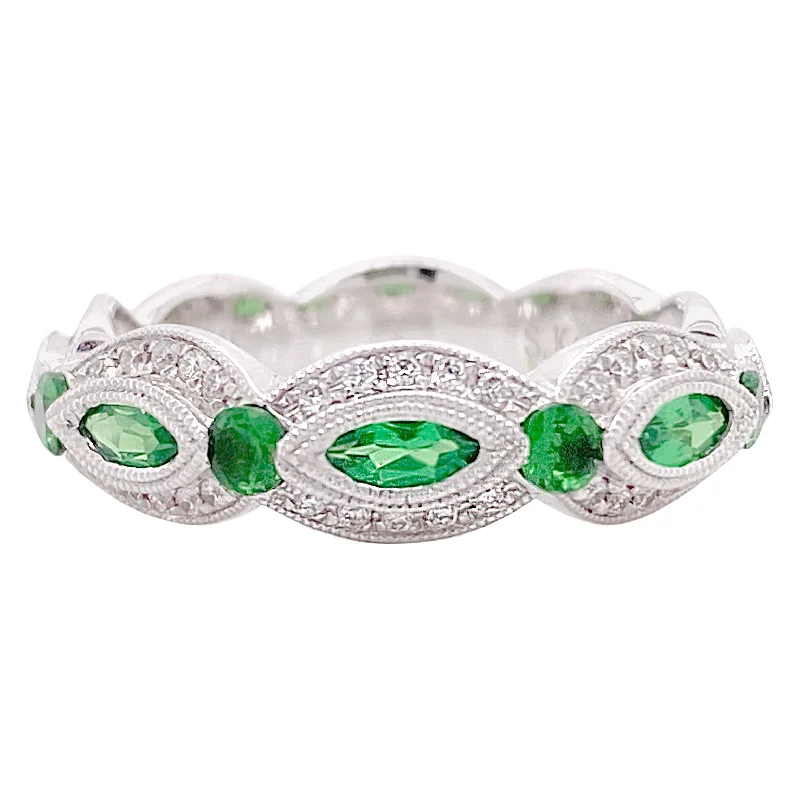 Tsavorite Diamond Stackable Ring