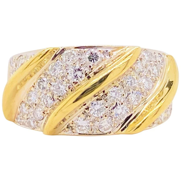 Pave Diamond & Gold Twist Band