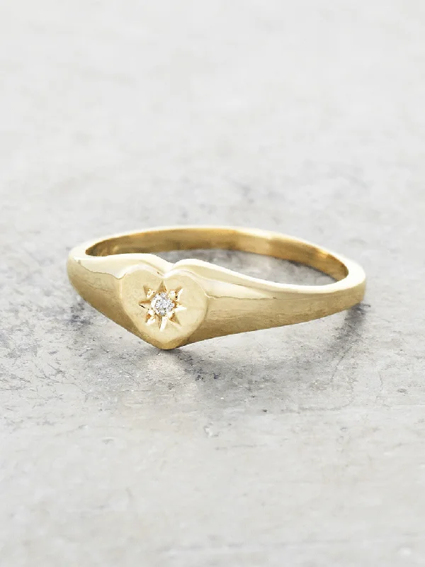 14K Baby Heart Signet Ring