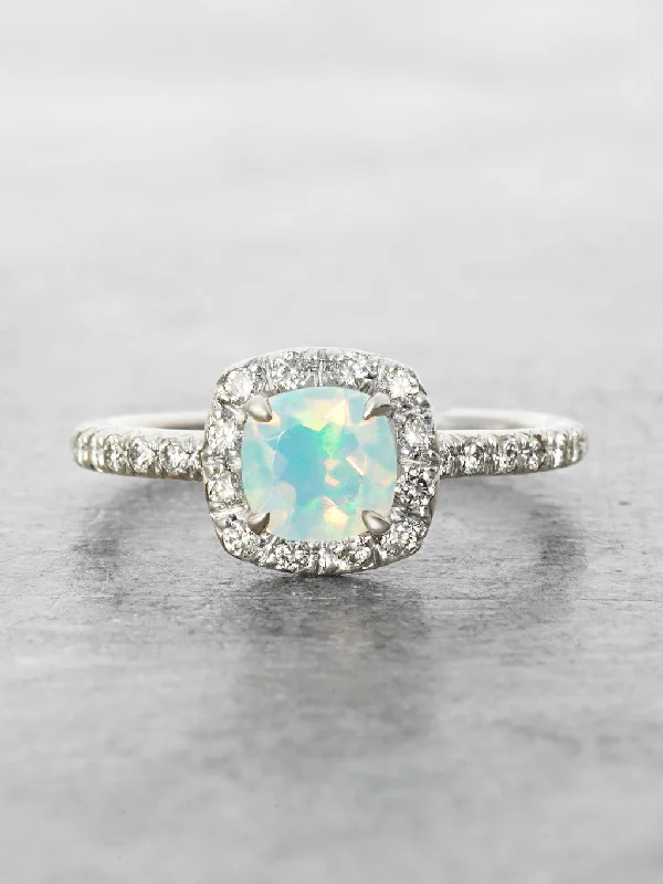 Heavenly Opal Halo Ring