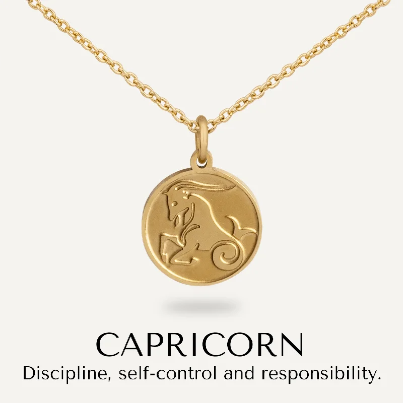 Capricorn Zodiac Star Sign Necklace In Gold-Tone (December 22 – January 19)