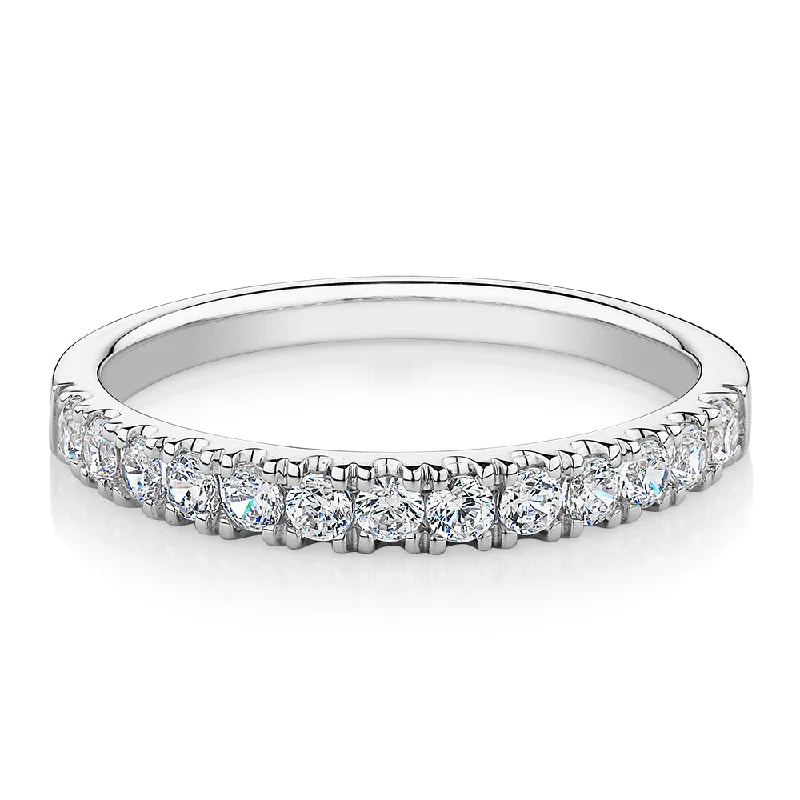 Wedding or eternity band with 0.39 carats* of diamond simulants in 10 carat white gold