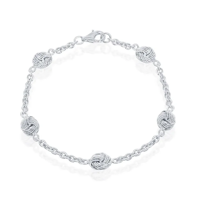 Sterling Silver Love Knot Linked Bracelet, 7.25"