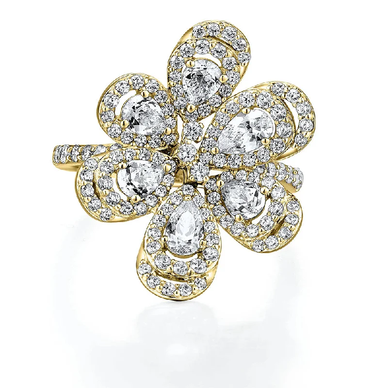 Dress ring with 2.11 carats* of diamond simulants in 10 carat yellow gold