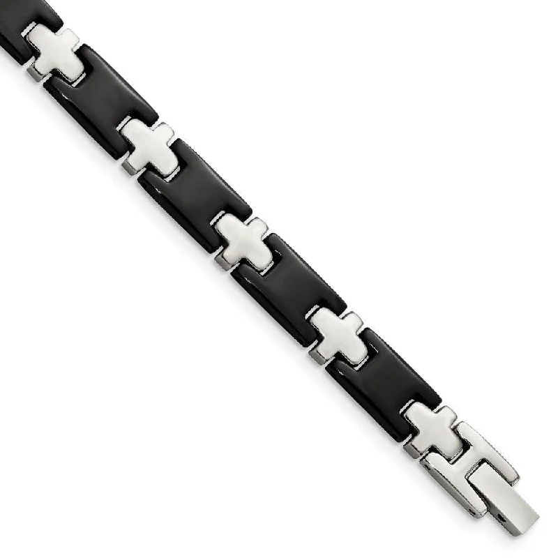 Stainless Steel Black-plated 8in Bracelet