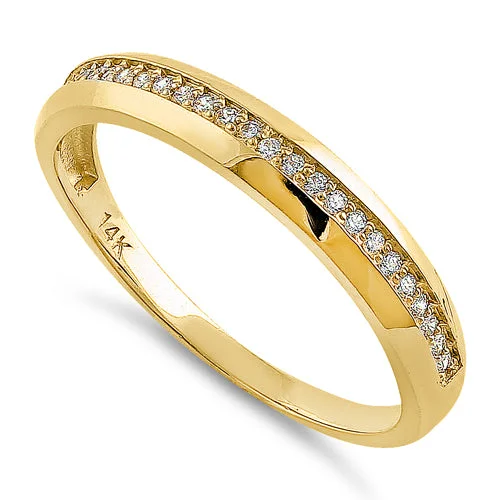 Solid 14K Yellow Gold Channel Half Eternity Round CZ Ring