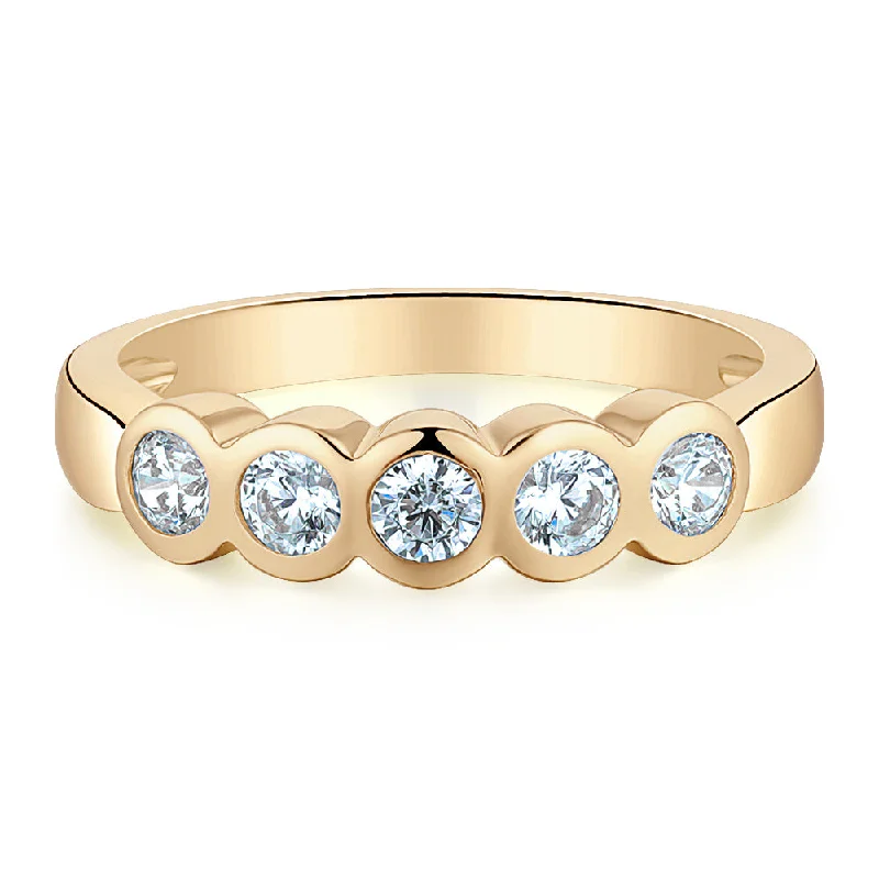 Dress ring with 0.55 carats* of diamond simulants in 10 carat yellow gold