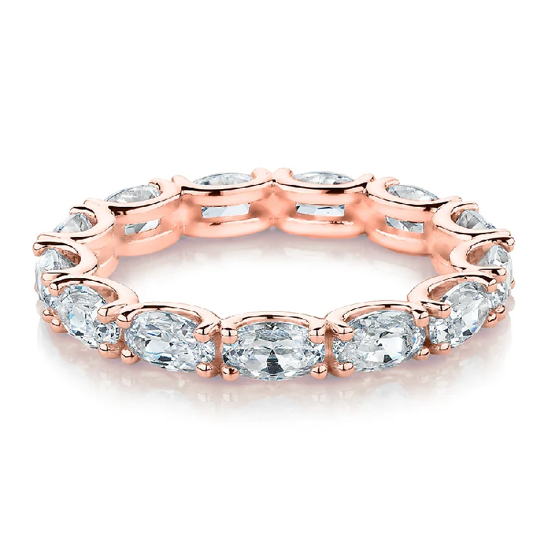 All-rounder eternity band with 2.94 carats* of diamond simulants in 10 carat rose gold