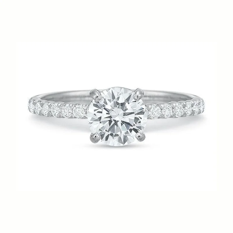 PRECISION SET 18K WHITE GOLD NEW AIRE SILK ENGAGEMENT RING MOUNTING 0.26CTW (SETTING ONLY)