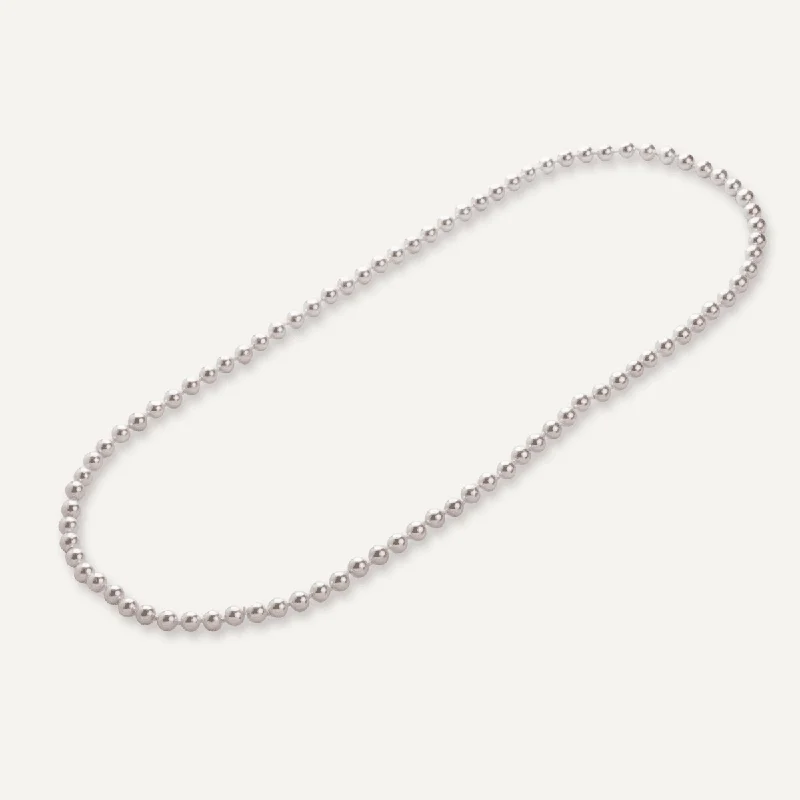 Audrey Mother of Pearl Classic Long Beaded Necklace In Silver-Tone