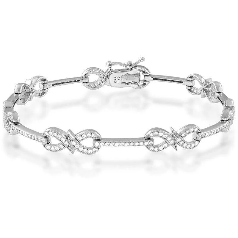 Sterling Silver Infinity Micro Pave Bracelet, 7"