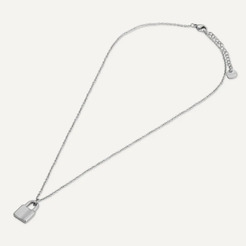 Padlock Pendant Necklace In Silver-Tone