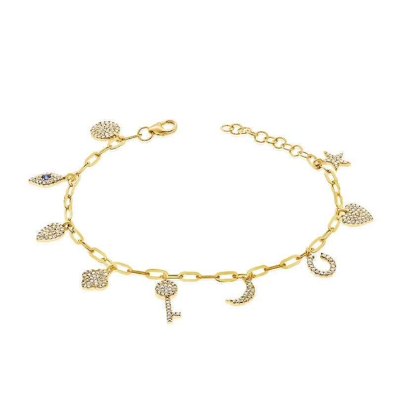 14K GOLD DIAMOND LENA CHARM BRACELET