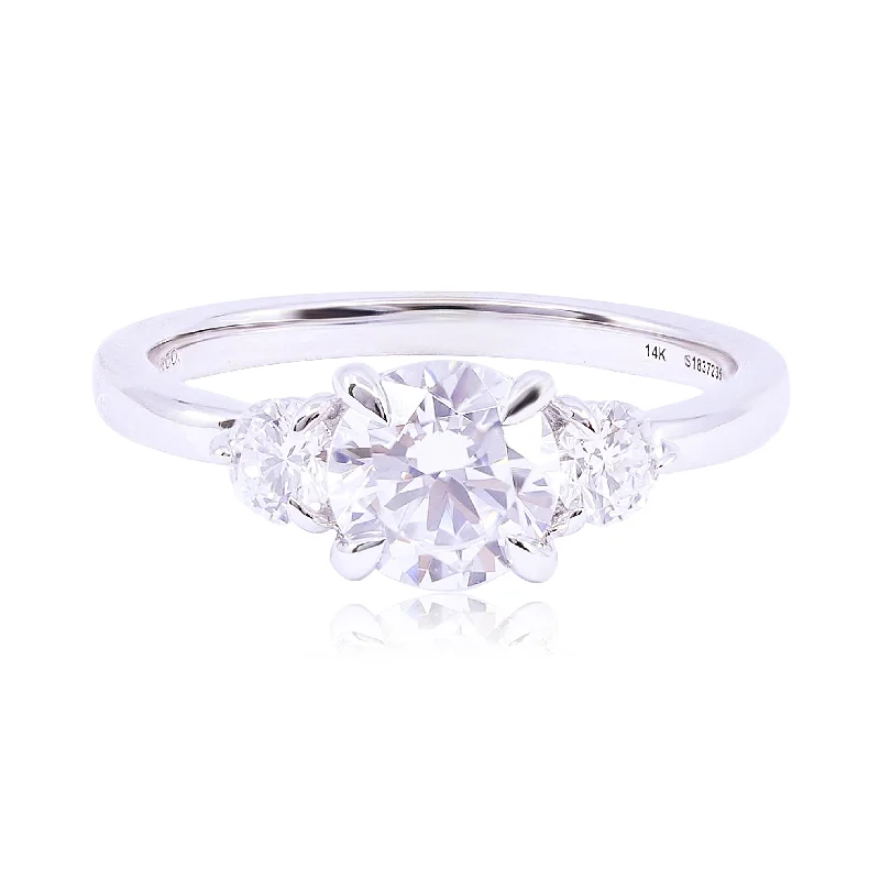 GABRIEL & CO. 14K WHITE GOLD CONTEMPORARY COLLECTION 3 STONE DIAMOND ENGAGEMENT RING - SETTING ONLY