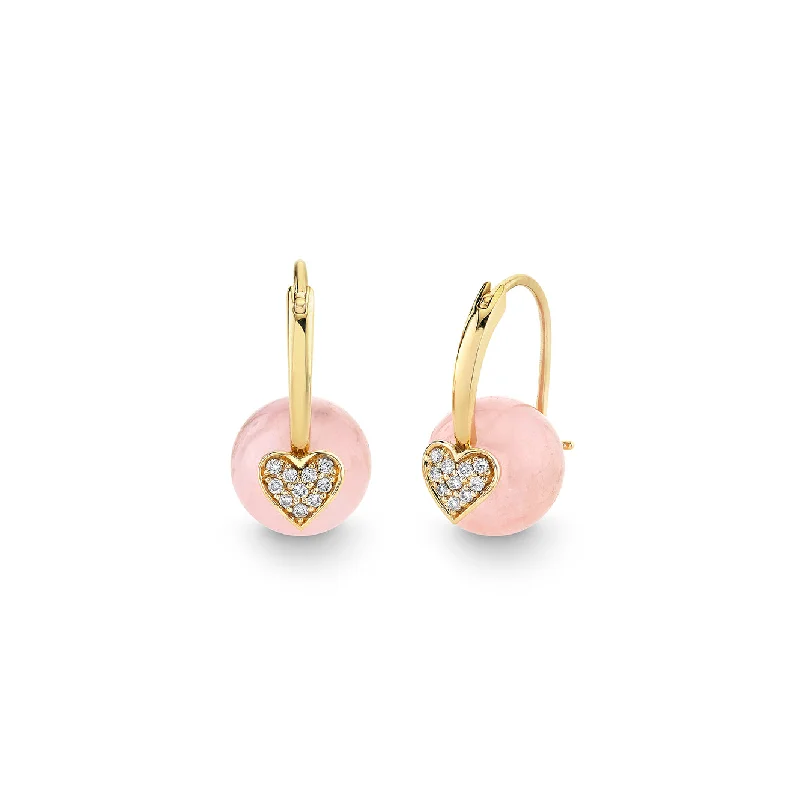 Gold & Diamond Heart Morganite Earrings