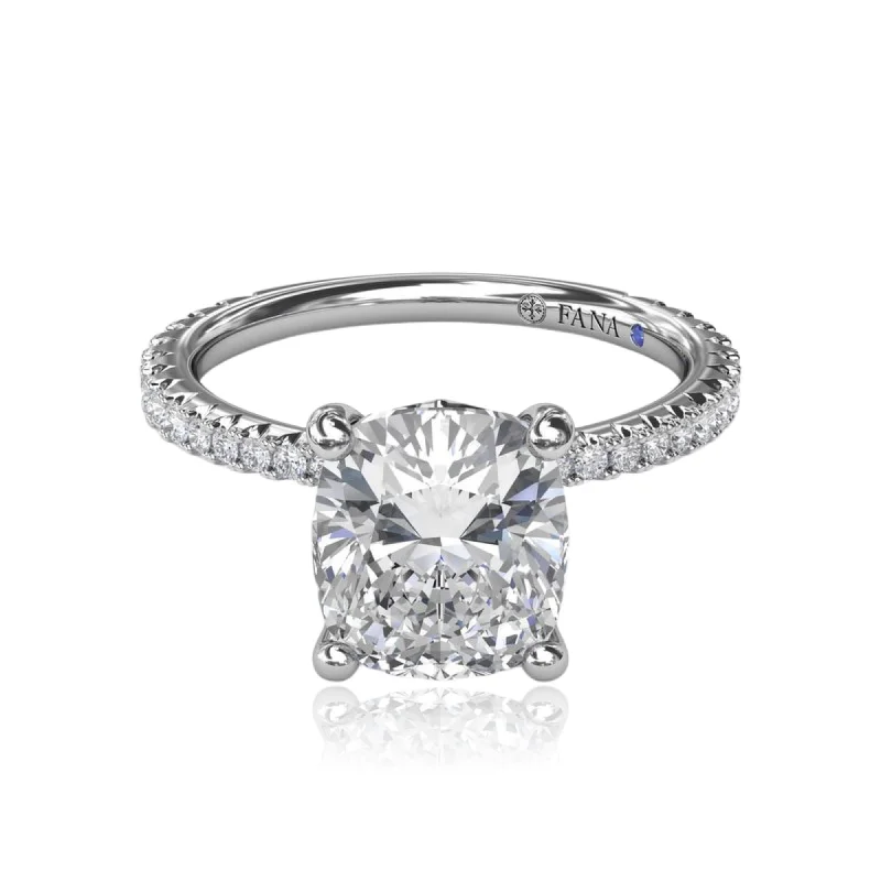 14K WHITE GOLD DIAMOND COLLARED ENGAGEMENT RING - SETTING ONLY