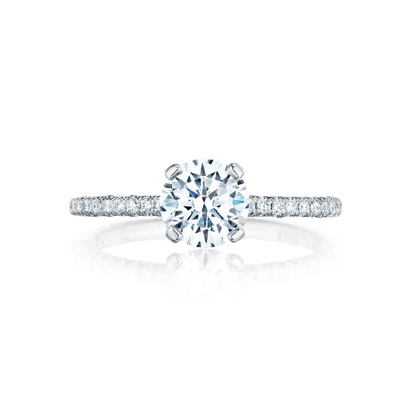 18K White Gold Tacori Petite Crescent Semi-Mount Diamond Accent Engagement Ring (Setting Only)