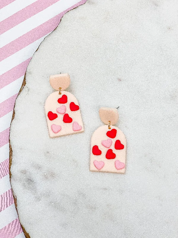 Multi Heart Clay Dangle Earrings