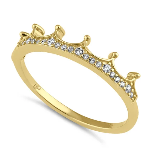 Solid 14K Gold Dainty Crown CZ Ring