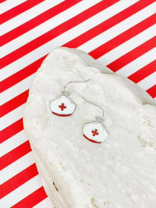 Enamel Nurse Dangle Earrings