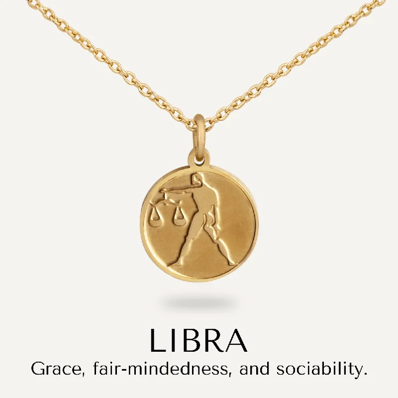 Libra Zodiac Star Sign Necklace In Gold-Tone (Sep 23 – Oct 22)