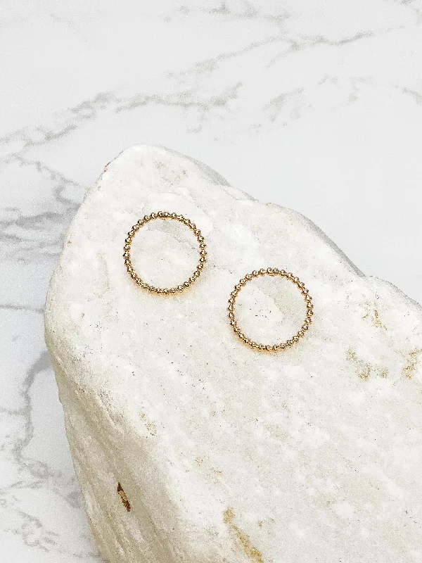 Metal Circle Post Earrings - Gold