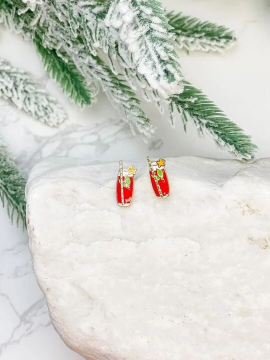 Christmas Cocktail Enamel Stud Earrings by Prep Obsessed