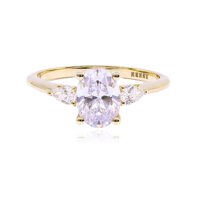 14K YELLOW GOLD 3 STONE ENGAGEMENT RING - SETTING ONLY - 0.22CTW