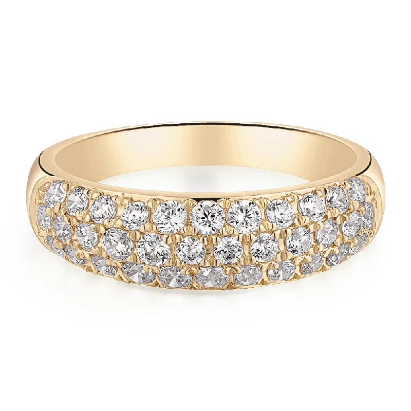 Dress ring with 0.52 carats* of diamond simulants in 10 carat yellow gold