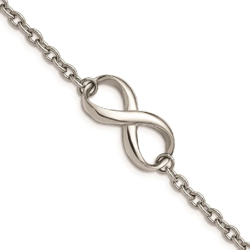 Stainless Steel Polished Infinity Symbol and Link Bracelet