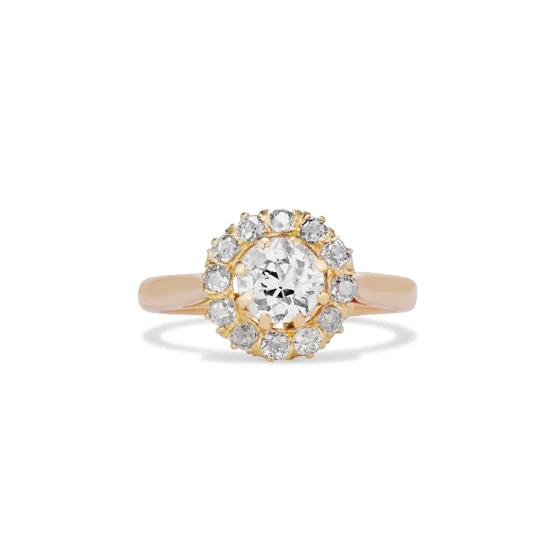 Old Mine Cut Diamond Cluster Ring