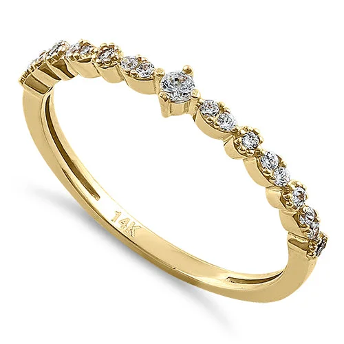 Solid 14k Yellow Gold Simple Round Clear CZ Ring