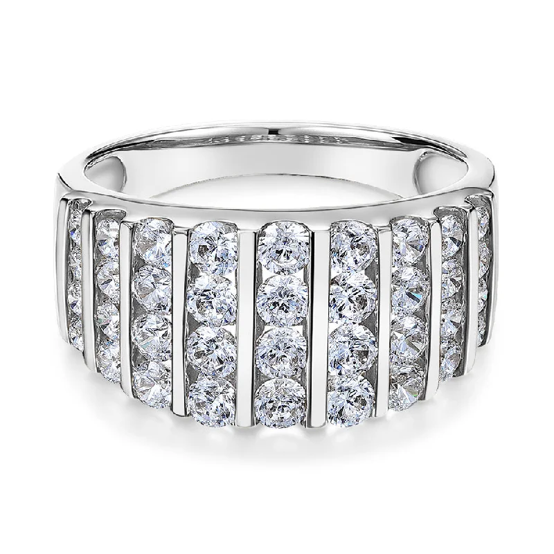 Dress ring with 1.44 carats* of diamond simulants in 10 carat white gold