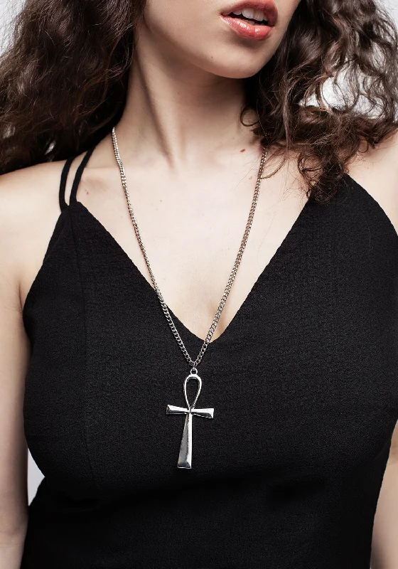 Taweret Long Chain Ankh Pendant