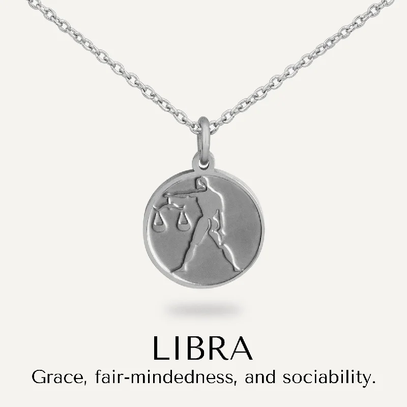 Libra Zodiac Star Sign Necklace In Silver-Tone (Sep 23 – Oct 22)