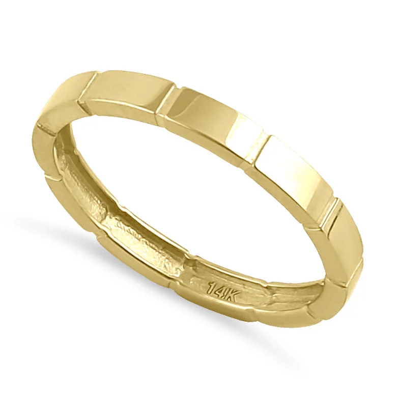 Solid 14K Yellow Gold Brick Band