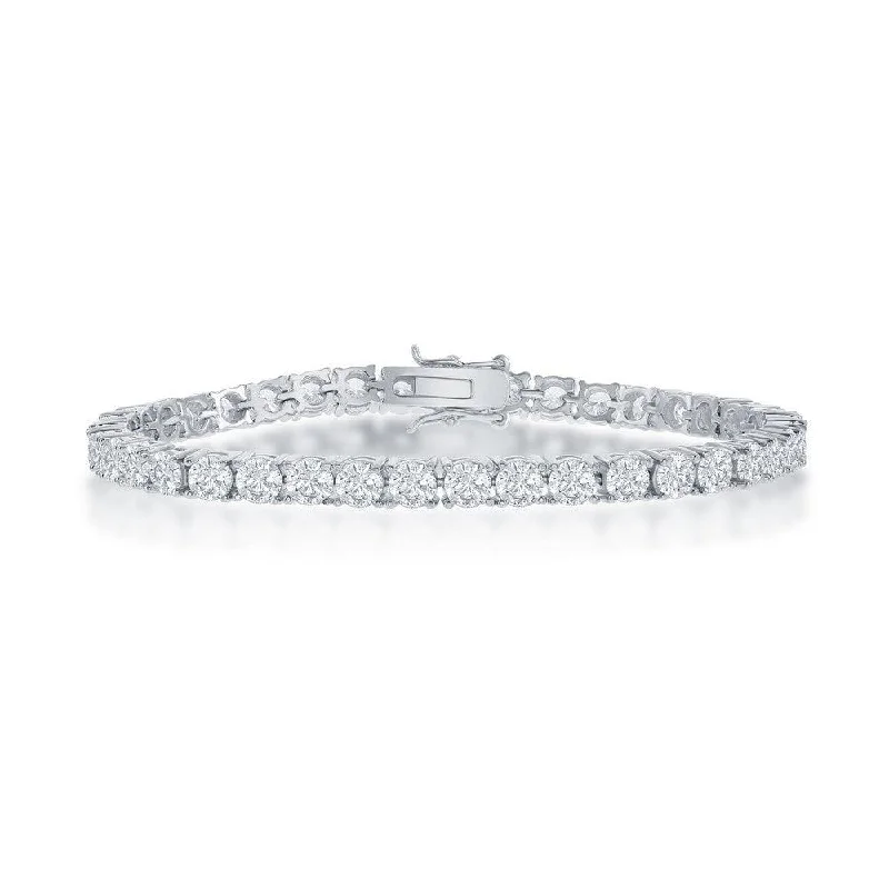 Sterling Silver 4mm Prong-Set Round CZ Tennis Bracelet