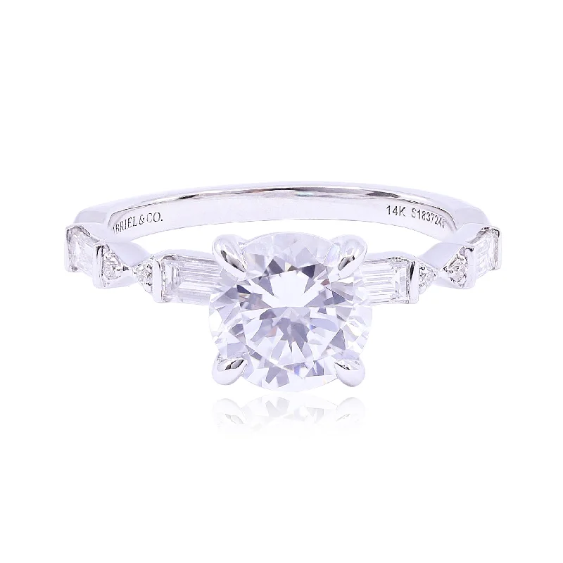 GABRIEL & CO. 14K WHITE GOLD ART DECO COLLECTION ENGAGEMENT RING - SETTING ONLY