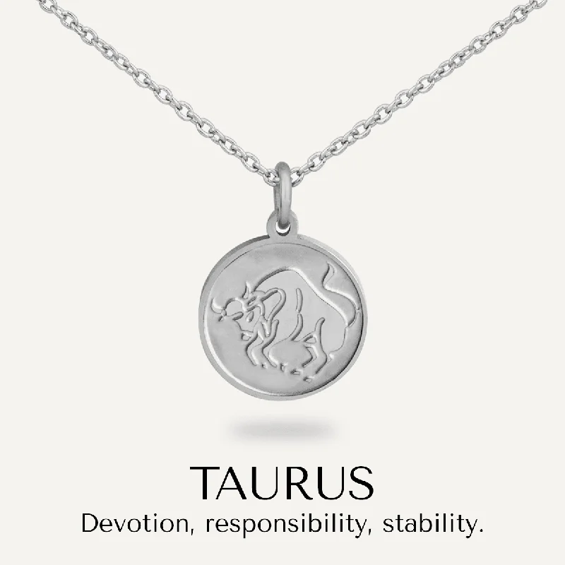 Taurus Zodiac Necklace In Silver-Tone (April 20 – May 20)