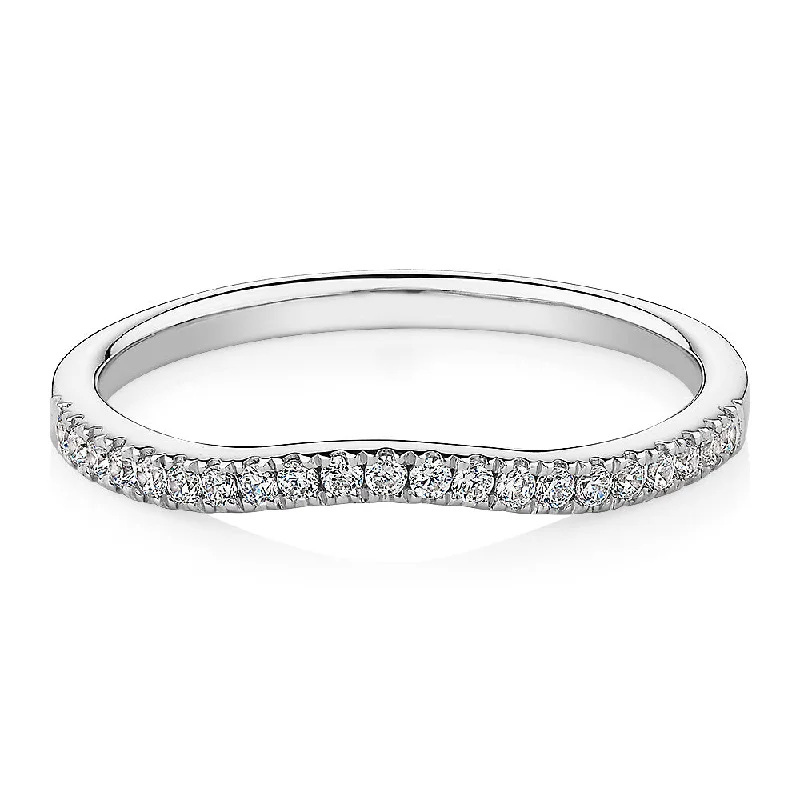 Curved wedding or eternity band in 14 carat white gold