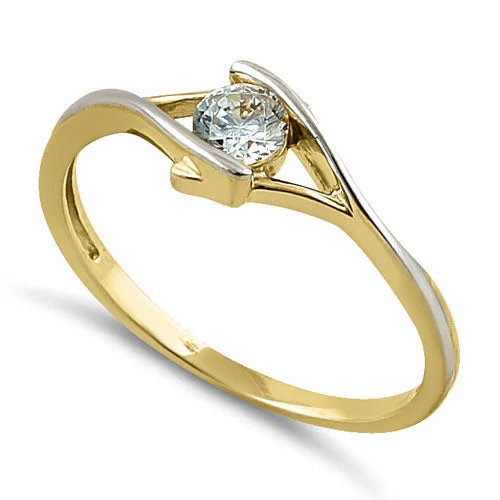 Solid 14K Yellow Gold CZ Ring