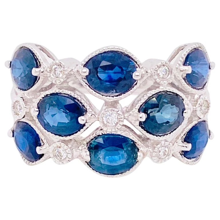 Sapphire & Diamond Bombe Ring