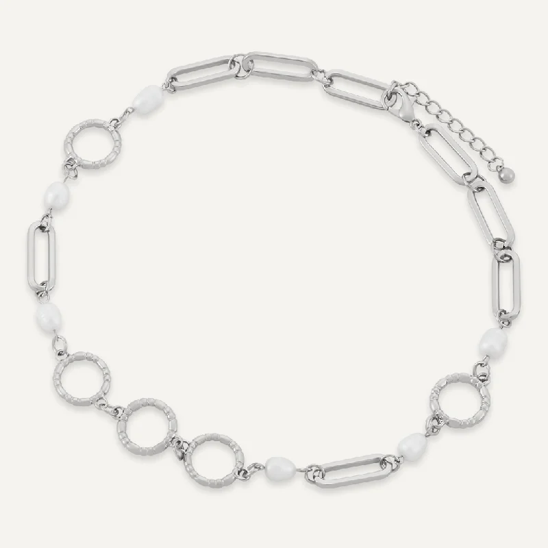 Classic Faux Pearls Short Necklace In Silver-Tone