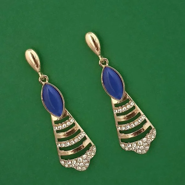 Kriaa Gold Plated Pota Stone And Austrian Stone Enamel Earrings - 1314605E