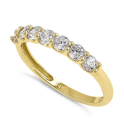 Solid 14K Yellow Gold 3.0mm Half Eternity Band Ring