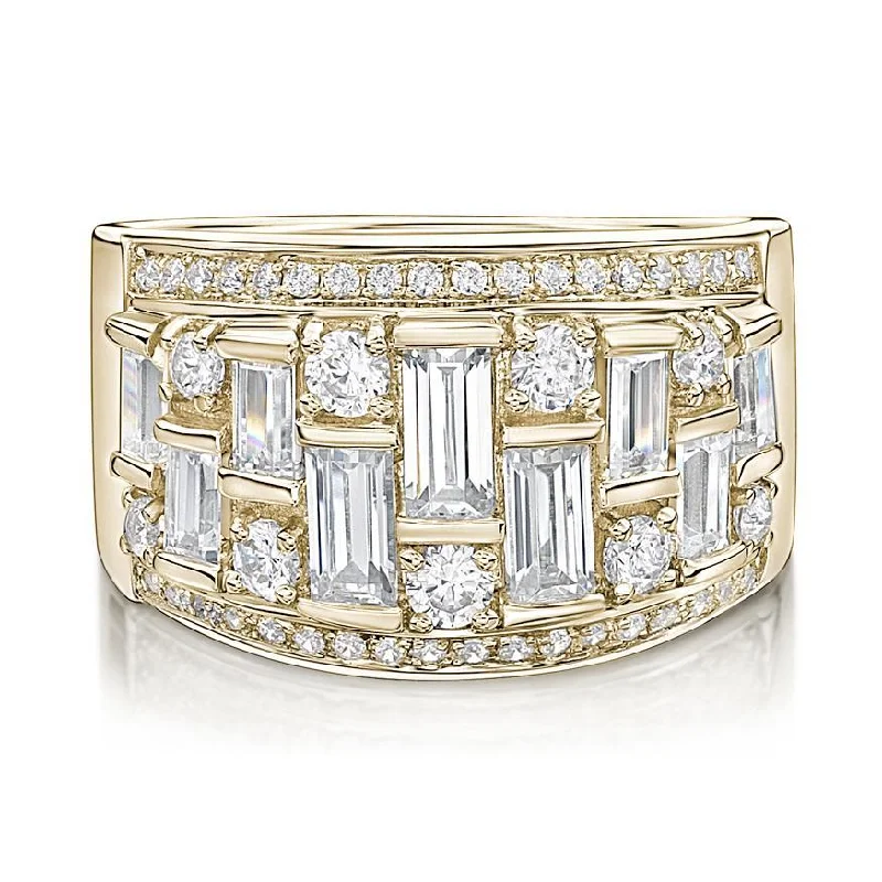 Dress ring with 2.32 carats* of diamond simulants in 10 carat yellow gold