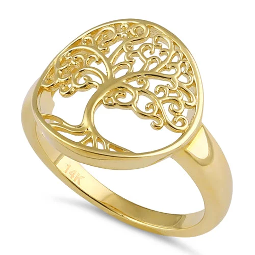 Solid 14K Gold Tree of Life Ring