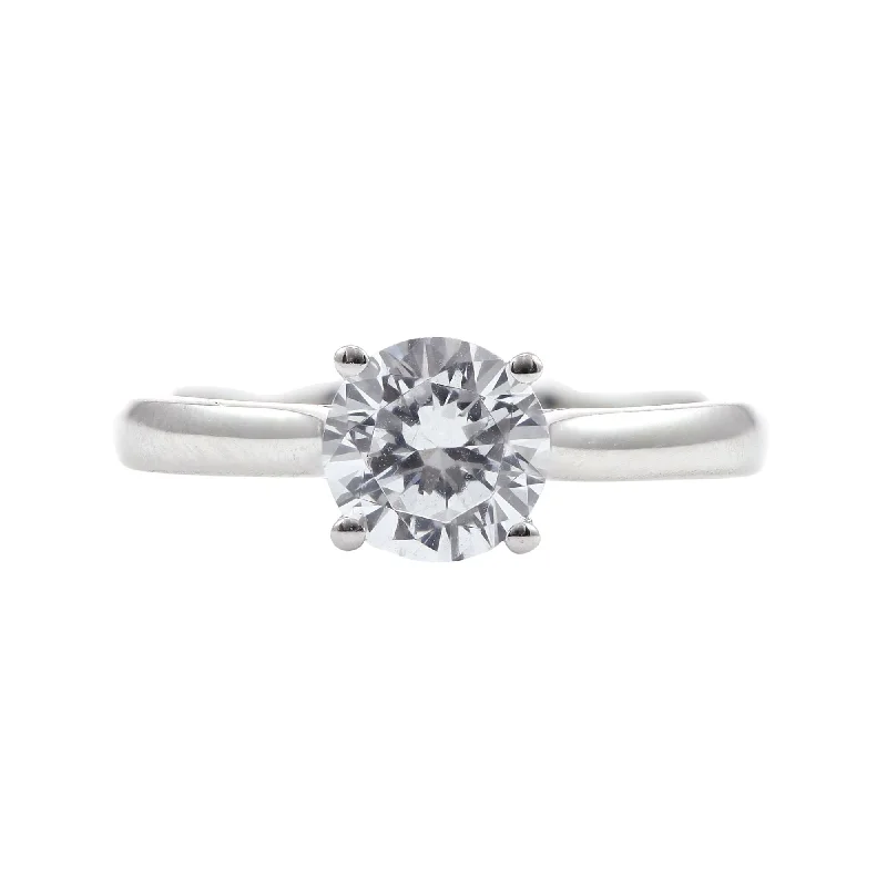 14K WHITE GOLD 4-PRONG FLUSH-FIT SOLITAIRE ENGAGEMENT RING WITH UNDER-BEZEL AND CATHEDRAL (SETTING ONLY)