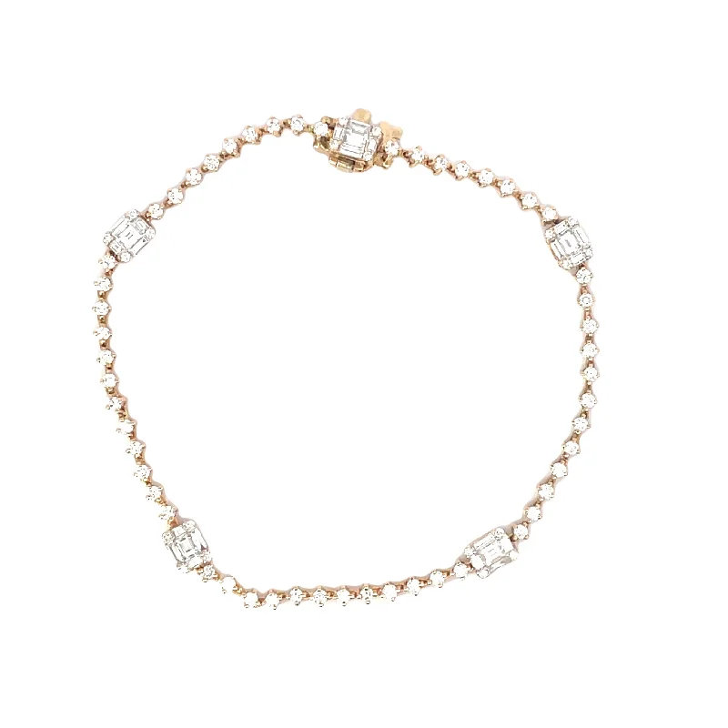 Rose Gold Diamond Station Tennis Bracelet