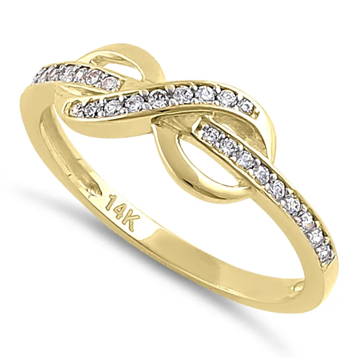 Solid 14K Gold CZ Infinity Ring